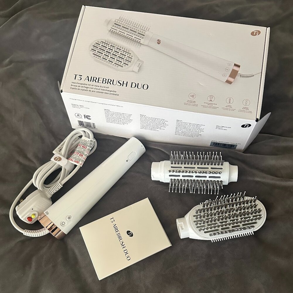 T3 AireBrush Duo Interchangeable Hot Air Blow Dry Brush 76650